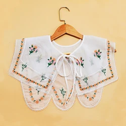 Double Sided Use Flower Embroidery Fake Collar Women's Sweater False Collar Doll Collar Ladies Shirt Sailor's Collar 3 Styles