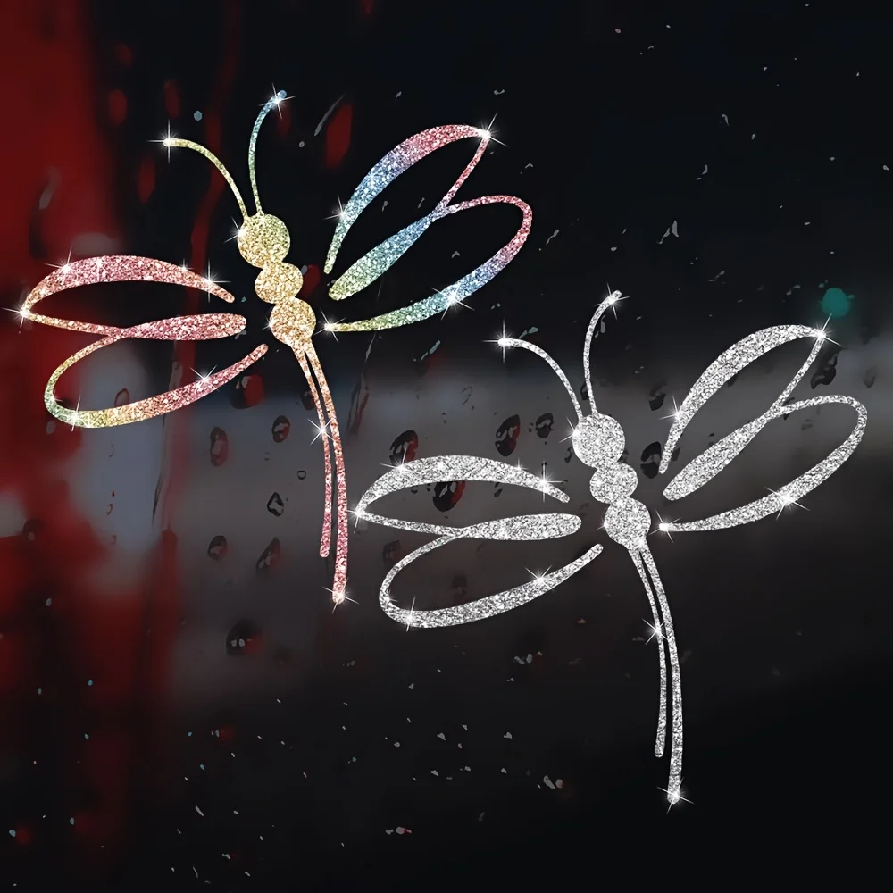 1pc Glitter Dragonfly Vinyl Stickers Sparkling Insect Decals For Window Mirror Fridge Laptop Farmhouse Home Decor
