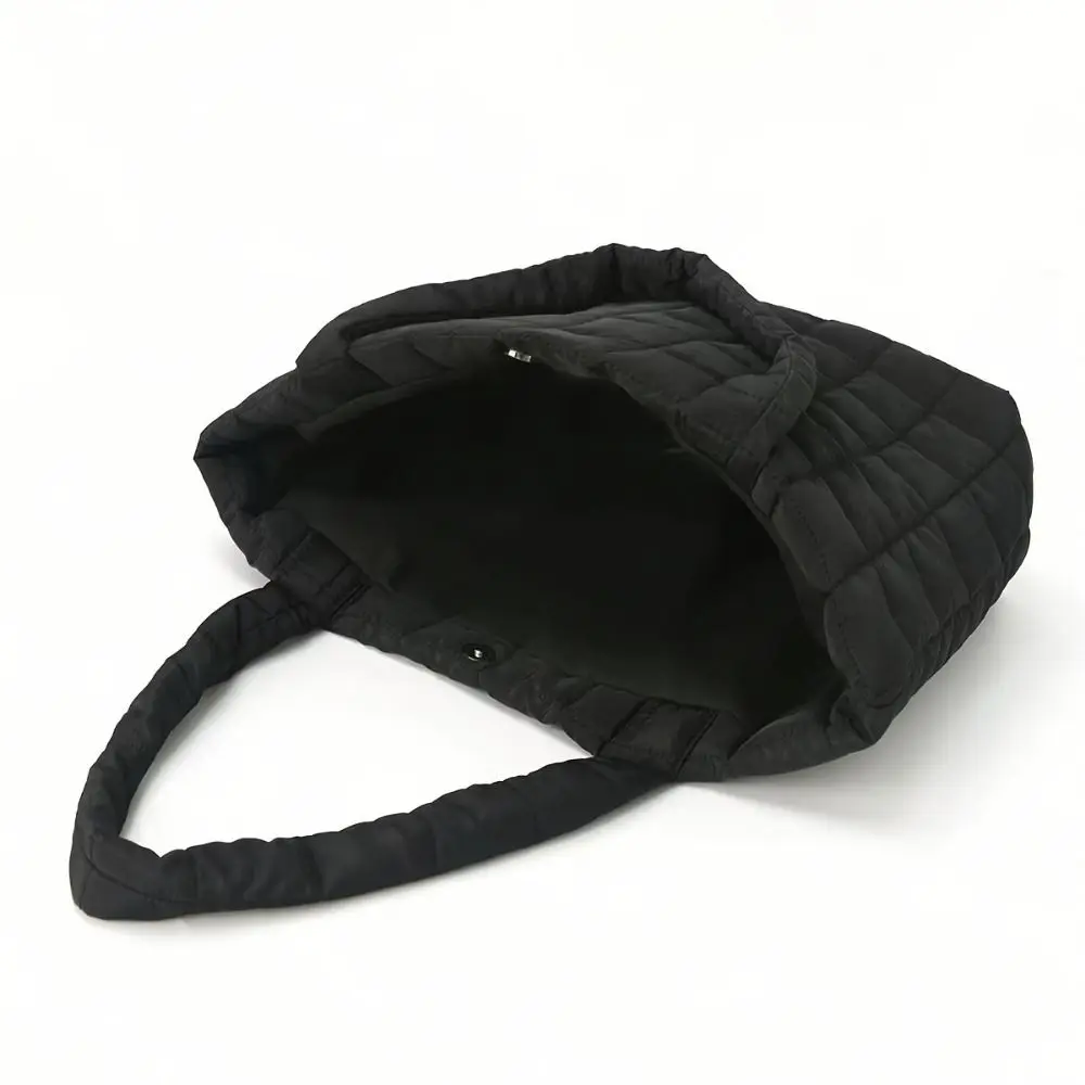 

Korean Style Quilted Shoulder Bag Checkered Solid Color Cotton-padded Tote Bag Lightweight Large Capacity Quilted Handbag