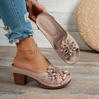 High Quality Women's Simple Shoes Summer Retro Roman Sandals Women Casual Flower Wedge Sandals Slippers Women Platform Slippers
