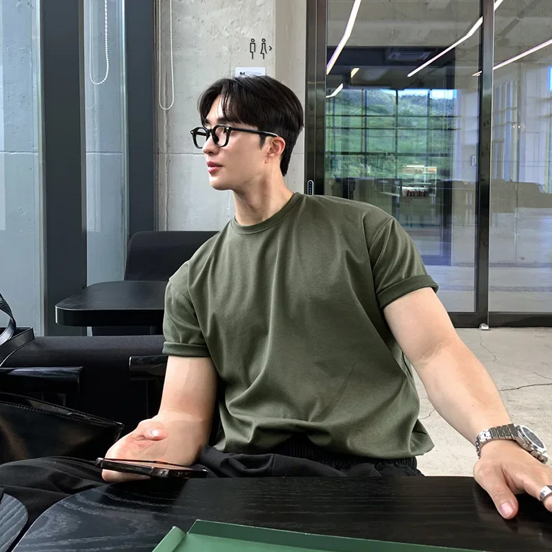Summer Men's New Solid Color Crew Neck Short Sleeve Loose Comfortable Casual Simple Versatile Trendy Daily Wear Commute T Shirt