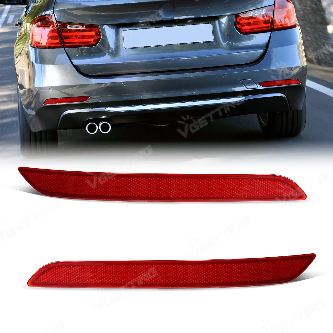 

63147285745 63147285746 Car Rear Bumper Reflector For BMW 3 4 Series F30 F31 F32 F33 Reflective Strips Brake Warning Stop Lamp