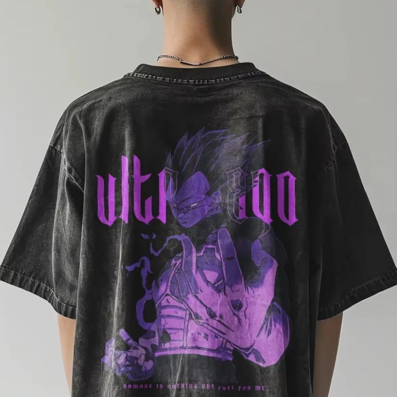 

Футболка с анимационным принтом Dragon Ball, мужская и женская потертая женская футболка с короткими рукавами в стиле ретро, подходит для всех