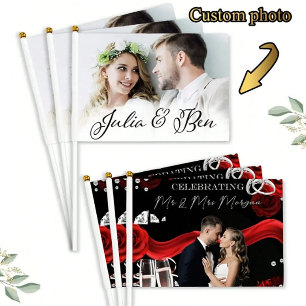 Personalized Custom Hand-Waving Flag, Customized Photo Logo Flag,for Porch Garden Decoration,Soccer Sports Events Party Supplies