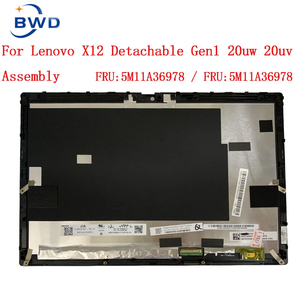 12.3 En effet Pour Lenovo ThinkPad X12 Poignées Amovibles Isabel 1 LCD Affichage LED Écran Tactile Assemblage 1920X1280 30Pin N123NCA-GS1 FRU 5D10X86206