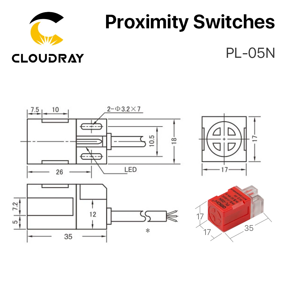 Cloudray – interrupteur à capteur de proximité inductif, PL-05N, 5mm, NPN out DC10-30V, ouverture normale, pour Machine de découpe Laser, nouveau