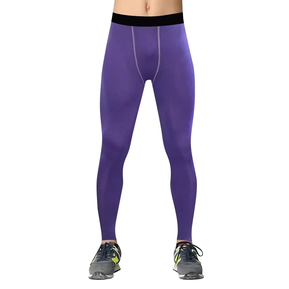 Mens Compression Running Pants Simple Exercise Tight Fitness Running Stretch Basketball Base Training Pants Dirt Bike Clothes