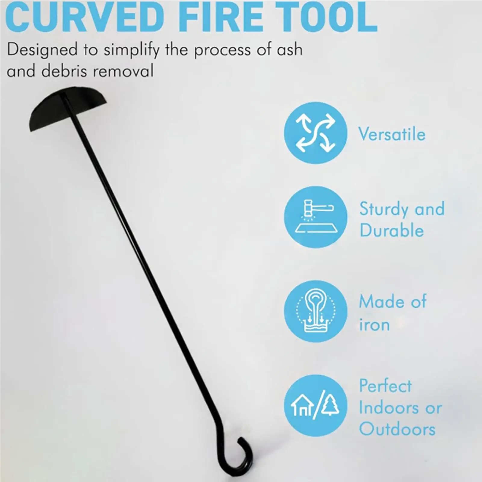 Charcoal Rake Heavy Duty Grill Cleaning Tool with Long Handle Ash Scoop for BBQ Grill Oven Stove Wood Burner Barbecue Accessorie