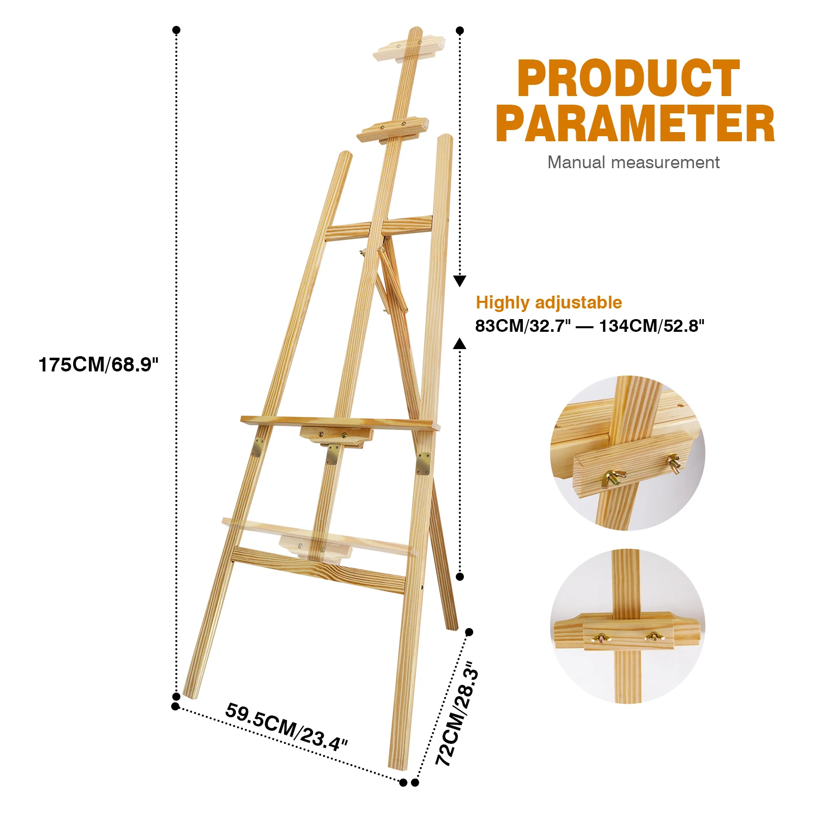 1.5M/1.75M Easel Stand Studio Easel Adjustable Drawing Painting Holder Folding Art Stand for Wedding Wooden A-Frame Display Drawing Board for Painting image 3