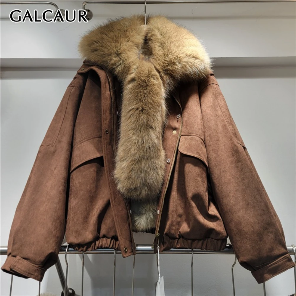

GALCAUR однотонная куртка из сращенного меха, женская свободная винтажная базовая куртка с лацканами и длинными рукавами, женские куртки, осенняя новая модная стильная одежда