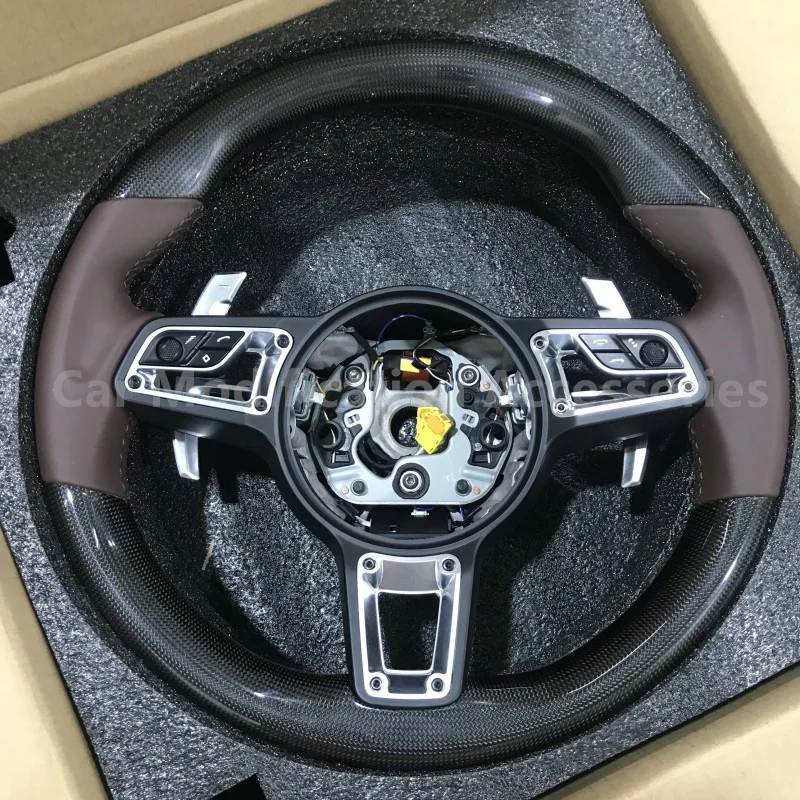 Real Carbon Fiber Steering Wheel For Porsche Mancan Cayenne Panamera Taycan Cayman 718 991 918 911 Car Accessories Modifitation