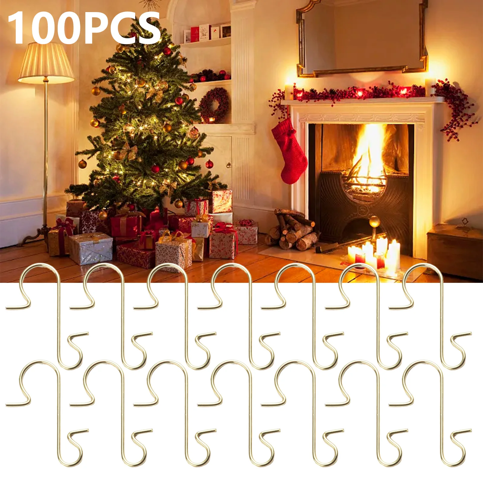 S-Shape Hanger Christmas Hook 100pcs Christmas Day Christmas Stocking Christmas Tree Hook S Hook Seasonal Décor