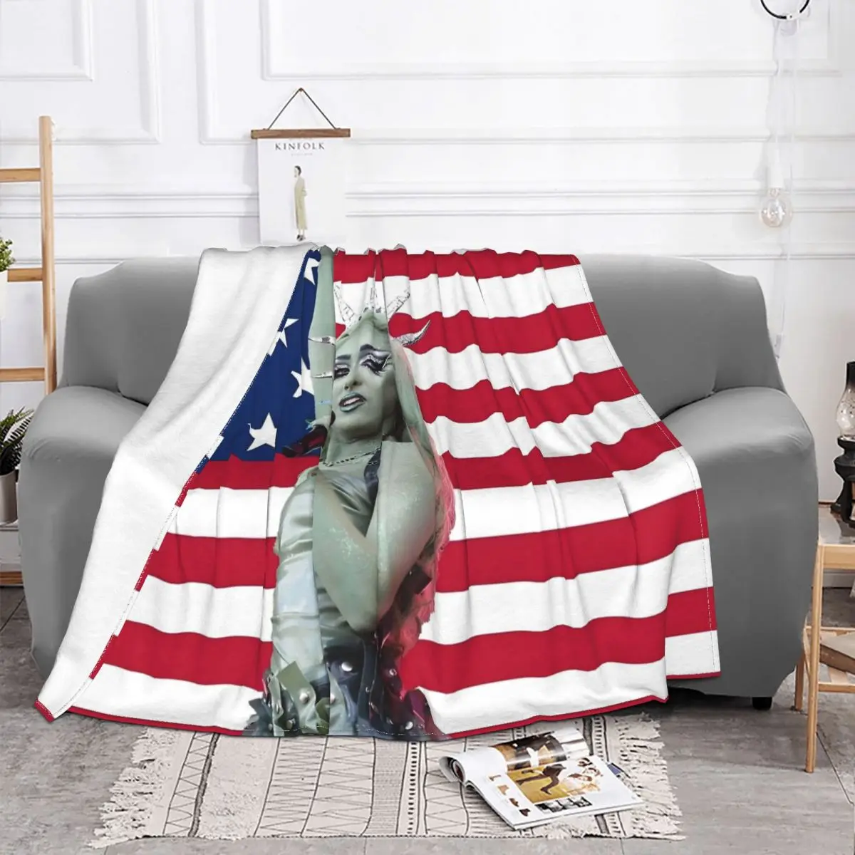 Liberty Chappell Roan USA Flag Fleece Throw Blankets Singer Music Blanket for Bedding Outdoor Warm Quilt