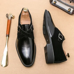 Original Design Fashion Men's Casual Business Leather Shoes Slip-On Monk Shoes Italy Style Point-Toe Dress Shoes For Men Party