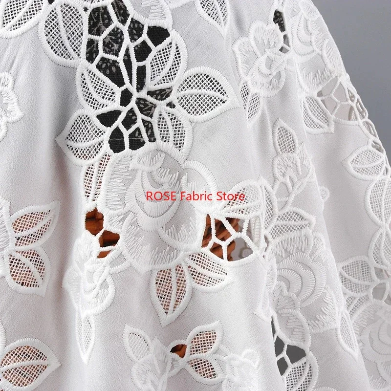 3D flower hollow embroidery pure cotton fabric, skirt, summer dress, tablecloth, children's clothes, DIY cutting fabric
