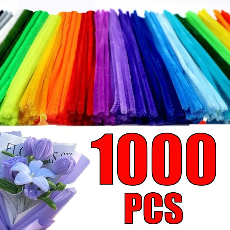 

Оптовая продажа, плюшевая палочка, 1000 шт., скручивающий стержень, стебли из синели, проволочная труба, детские игрушки, полоски «сделай сам», креативный хобби, стебель, железные фетровые провода