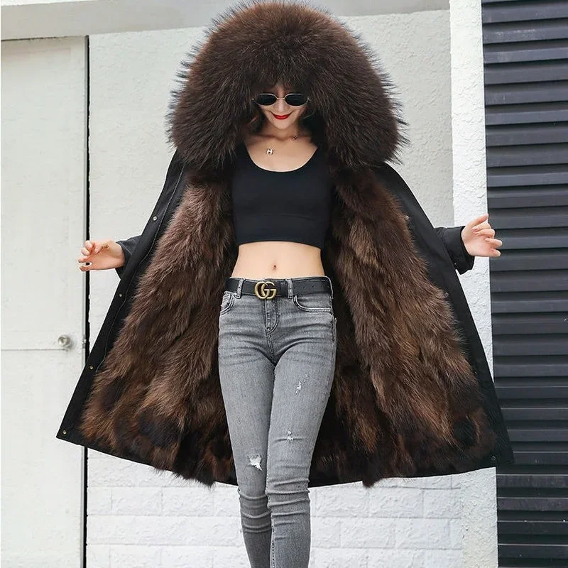 Woman Parkas Super Hot Winter Women's Coat Faux Fur Coat Long Coat Thicken Women's Overcoat Detachable Inner Tank