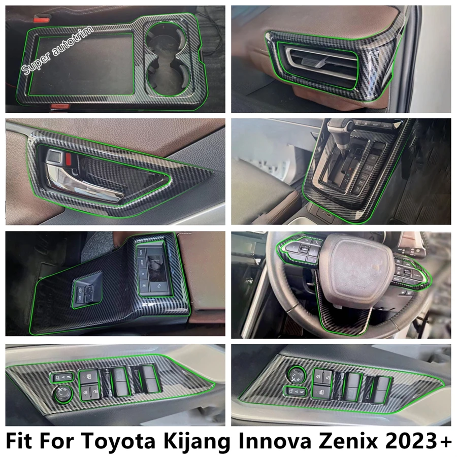 

Rear Water Cup / Window Lift / Steering Wheel / Gear Shift Cover Trim For Toyota Kijang Innova Zenix 2023 2024 ABS Accessories