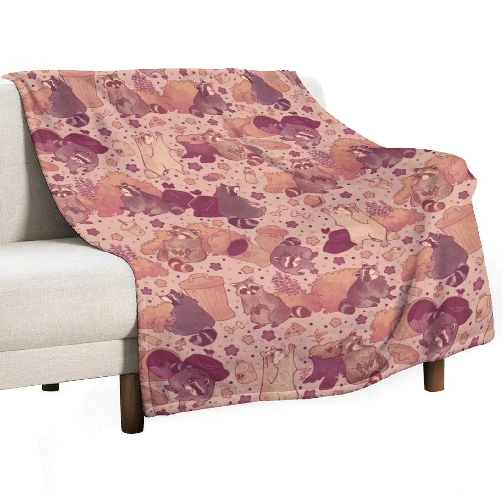 

Raccoons Daylight Scavenge Throw Blanket Decoratives Sleeping Bag Large Summer Blankets