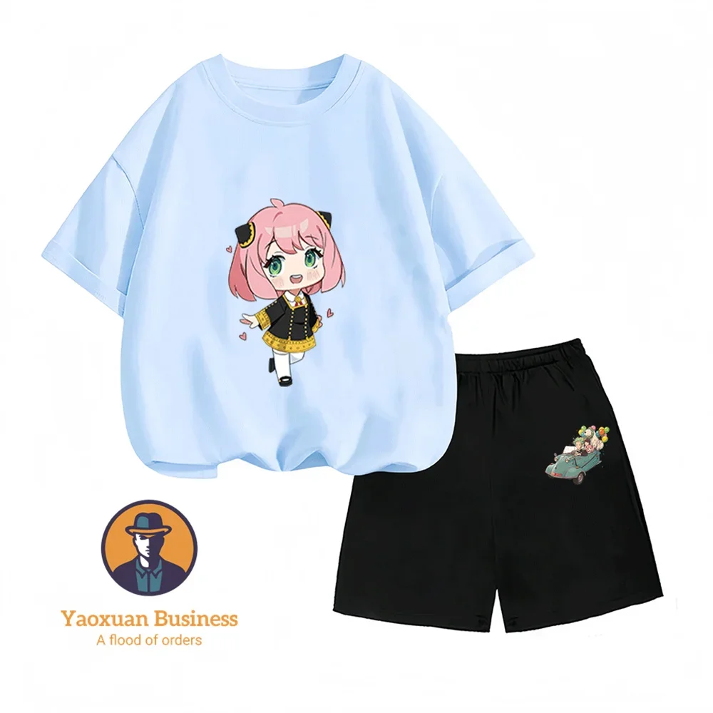 conjunto-de-duas-pecas-de-algodao-com-estampa-de-desenho-animado-spy×family-para-criancas-de-2-a-14-anos-moda-de-verao-venda-imperdivel-para-meninos-e-meninas