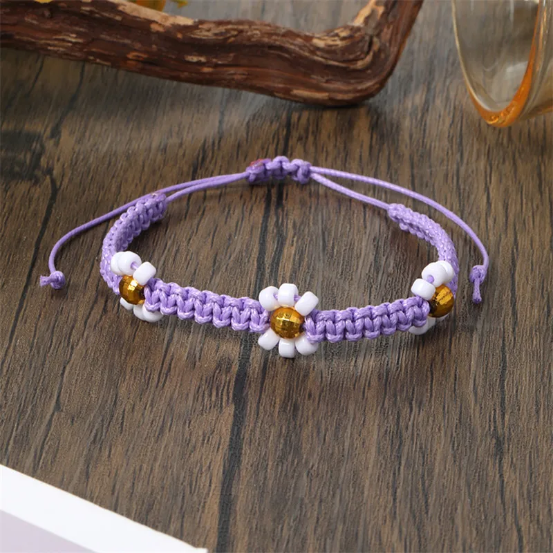 Bohemian Colorful Beads Flower Handmade Adjustable Bracelet Women Casual Daily Fashion Accessory Friendship Personality Gift