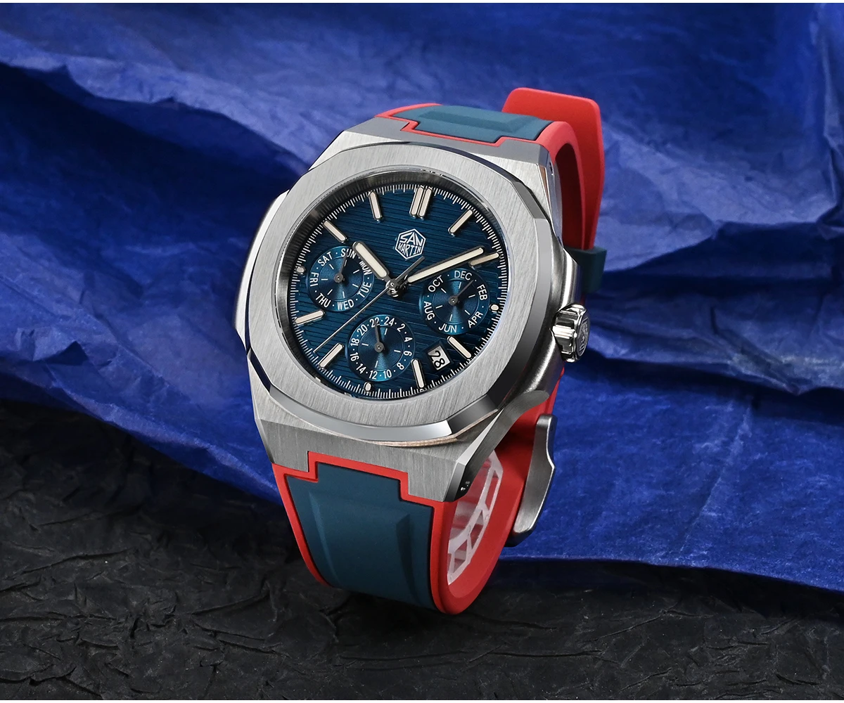 San Martin Men Luxury Watch 43mm Luxury Automatic Mechanical Wristwatch Luminous 10Bar Waterproof Sapphire Miyota 9120 FKM Strap