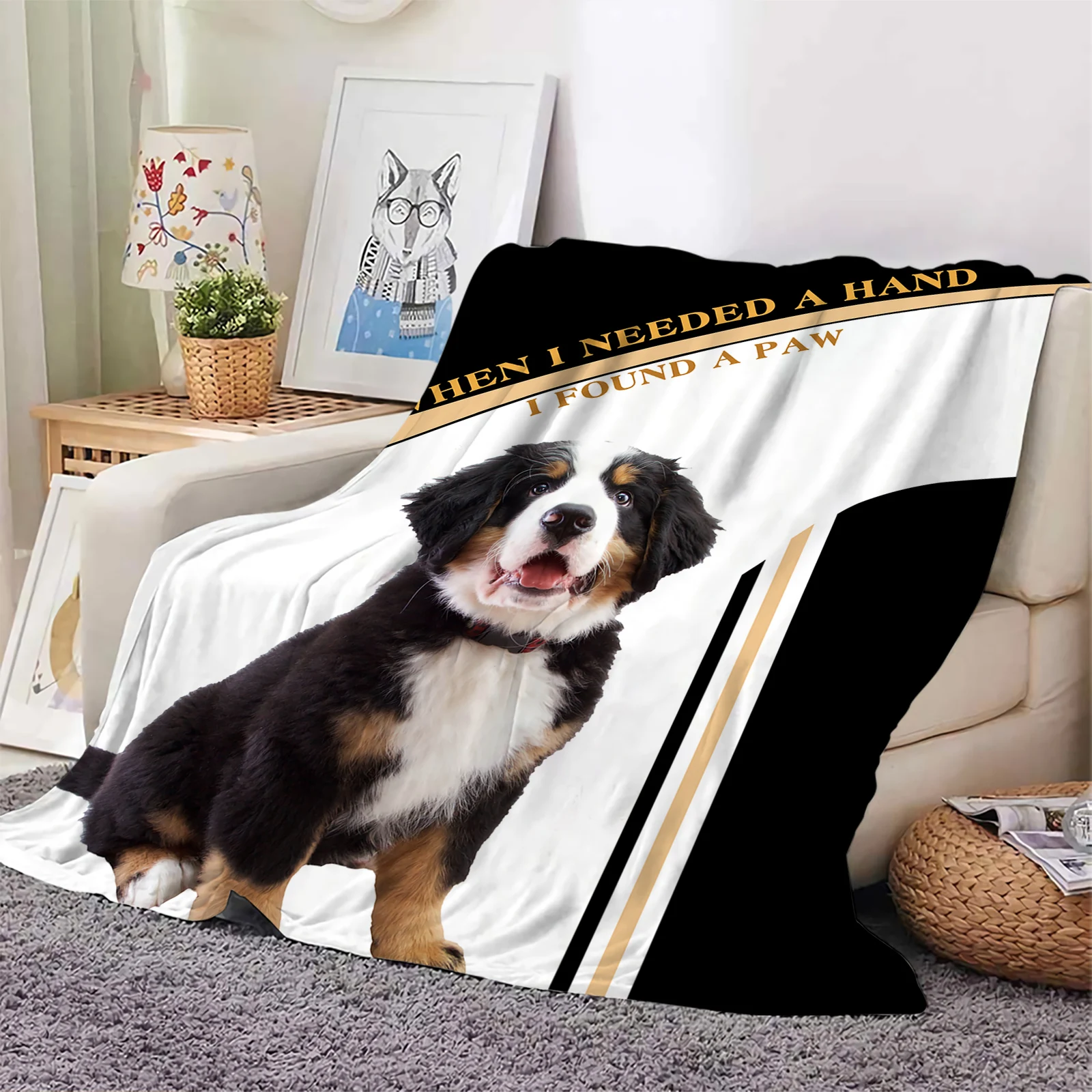 

Animal Dog Flannel Blankets Bernese Mountain Dog Puppy 3D Printed Throw Blanket Office Nap Travel Portable Quilts Dropshipping