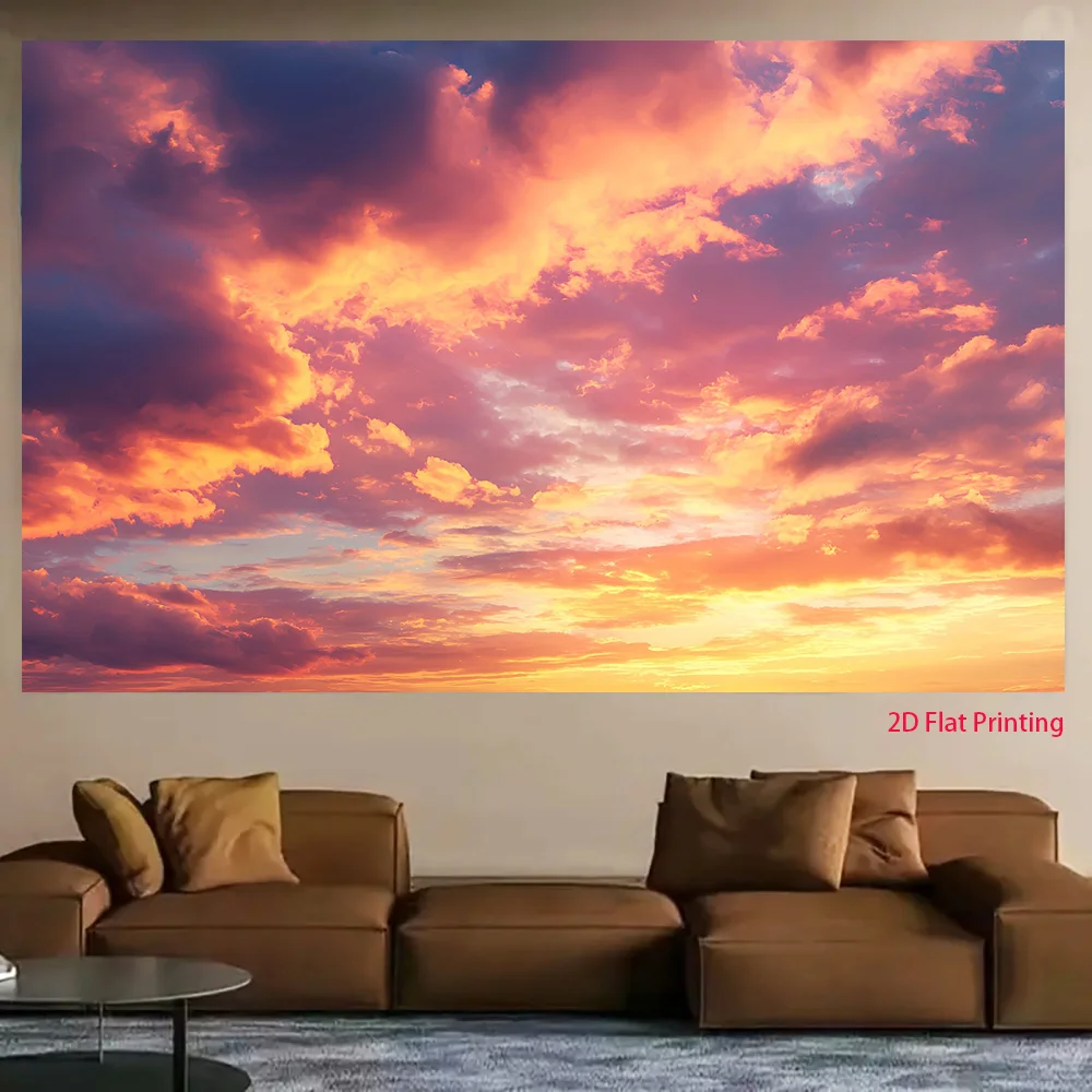 Décoration de fête en 2D, 1 pièce représentant un magnifique coucher de soleil et des nuages colorés