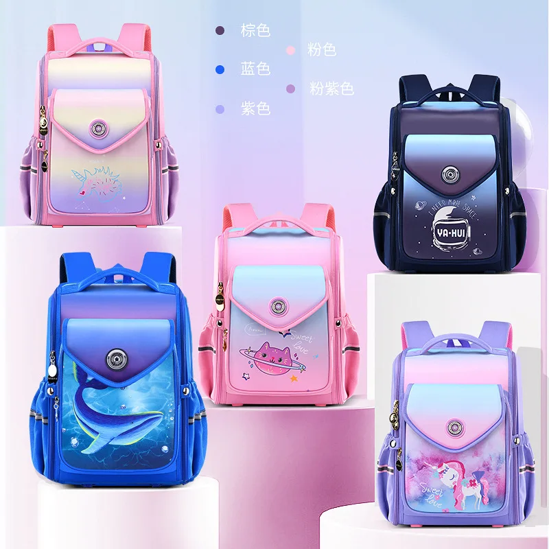 Mochila Infantil Integrada para Proteção da Coluna, Bolsa Escolar Primária, Bolsa de Tendência para Meninos e Meninas, 1-6 Grau, 2023