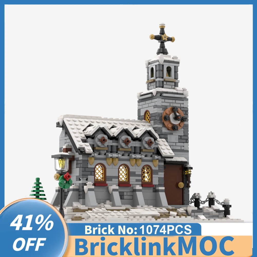 1074PCS City Hot Selling Street View Moc Modular Little Winter Church DIY creative ideas Child Toy birthdayGift christmas Blocks