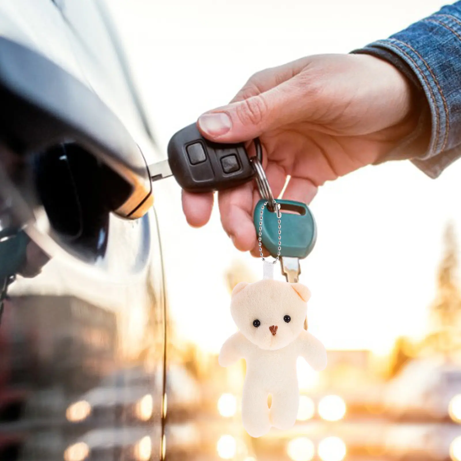 

Mini Bear Keychain Pendant PP Cotton Material Cute Hanging Bag Decor Lifelike Stuffed Animal Charm Portable Bear Hanging