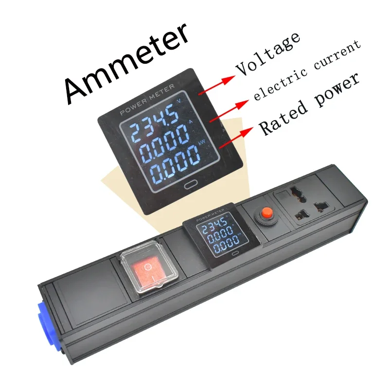 PDU power strip  1-7AC  10A universal socket with dual break switch ammeter, overload protection wireless socket socket