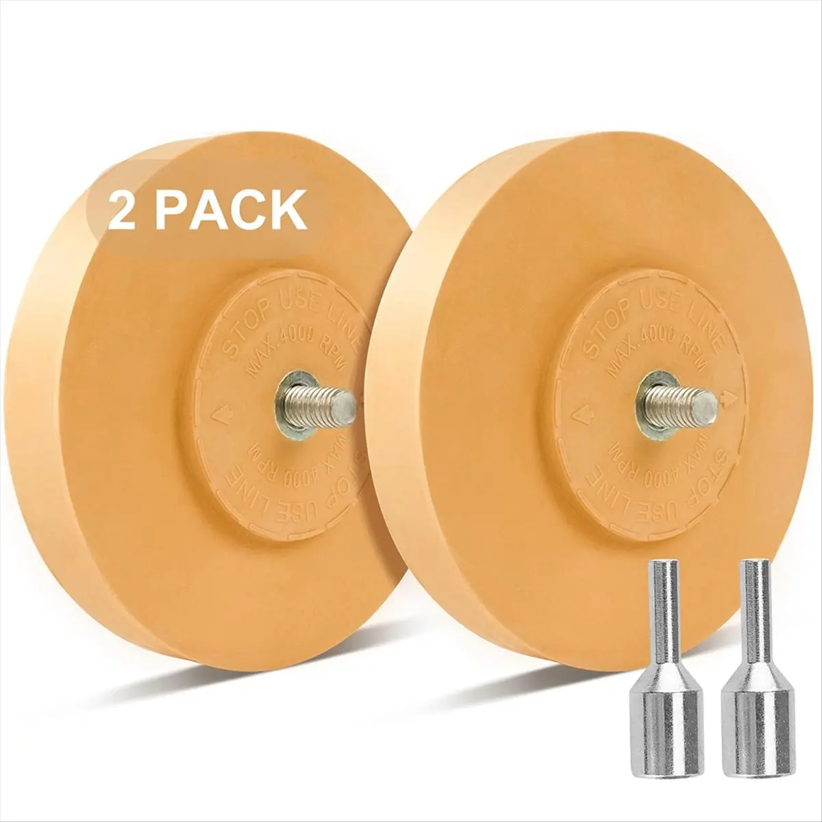 Decal Remover Eraser Wheel Adhesive Remover with Adapter 2 Pack 4 Inch Rubber Eraser Wheel for Drill Removes Car Vinyl-A14I