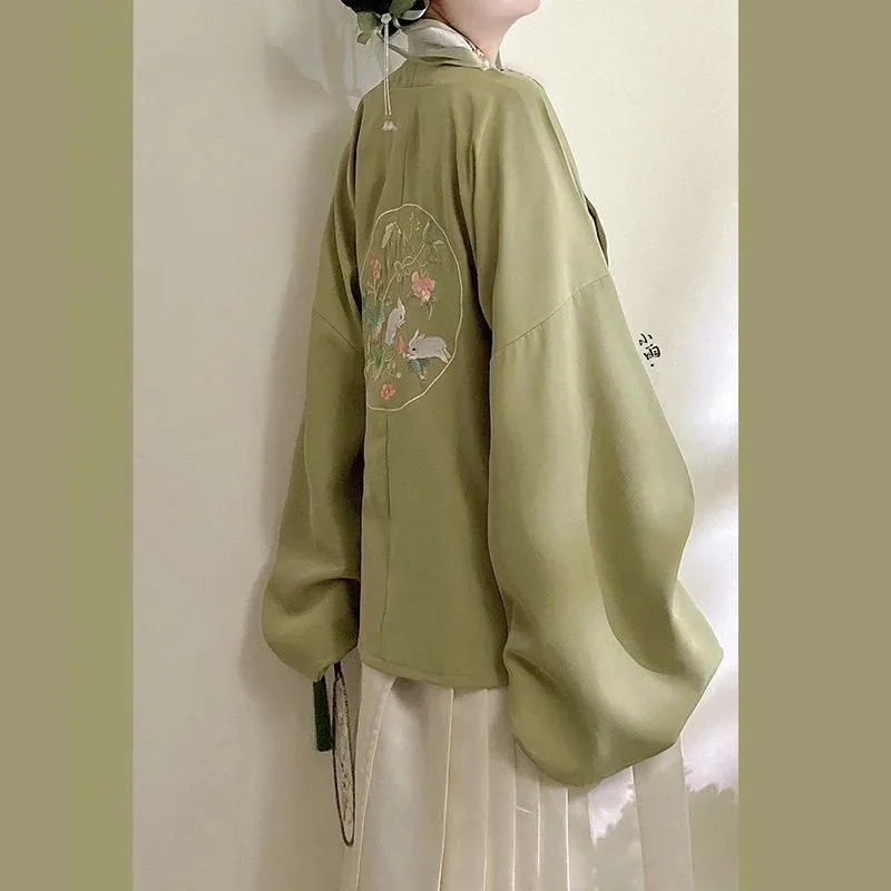 

DY202023 Chinese Lunar Year of the Rabbit Hanfu Women's Round Neck Robe Skirt Pipa Sleeve Horse Face Skirt Winter Ming Dynasty M