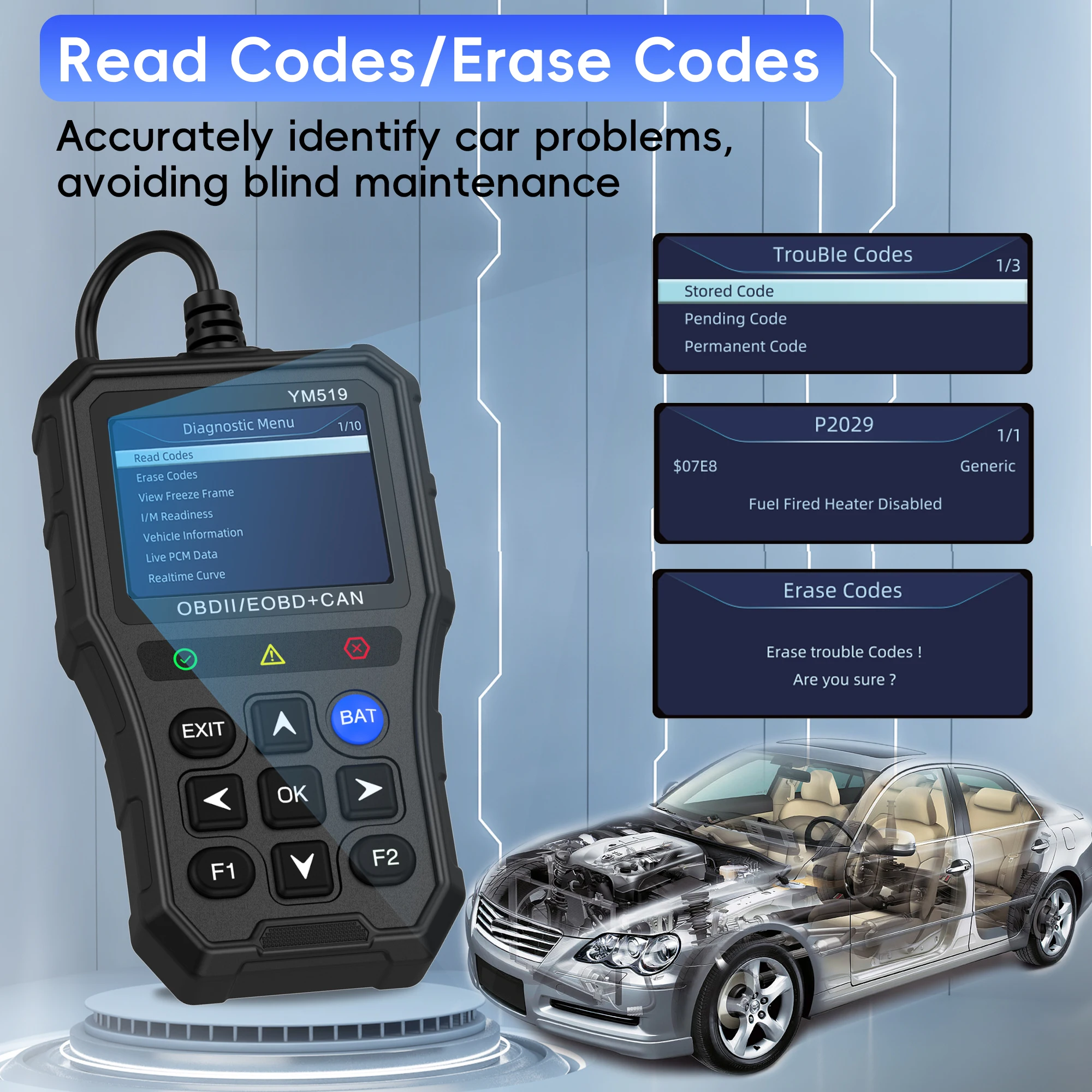 OBD2 Scanner Diagnostic Tool, Check Engine Code Reader,Profession Auto Check Engine Light Car Diagnostic Scan Tool