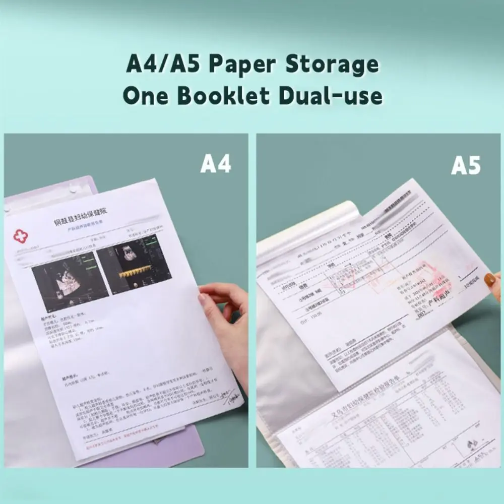 

A5 To A4 File Folder Foldable With Insert Pages Exam Paper Storage Clip Waterproof Multi-layer Document Organizer Students