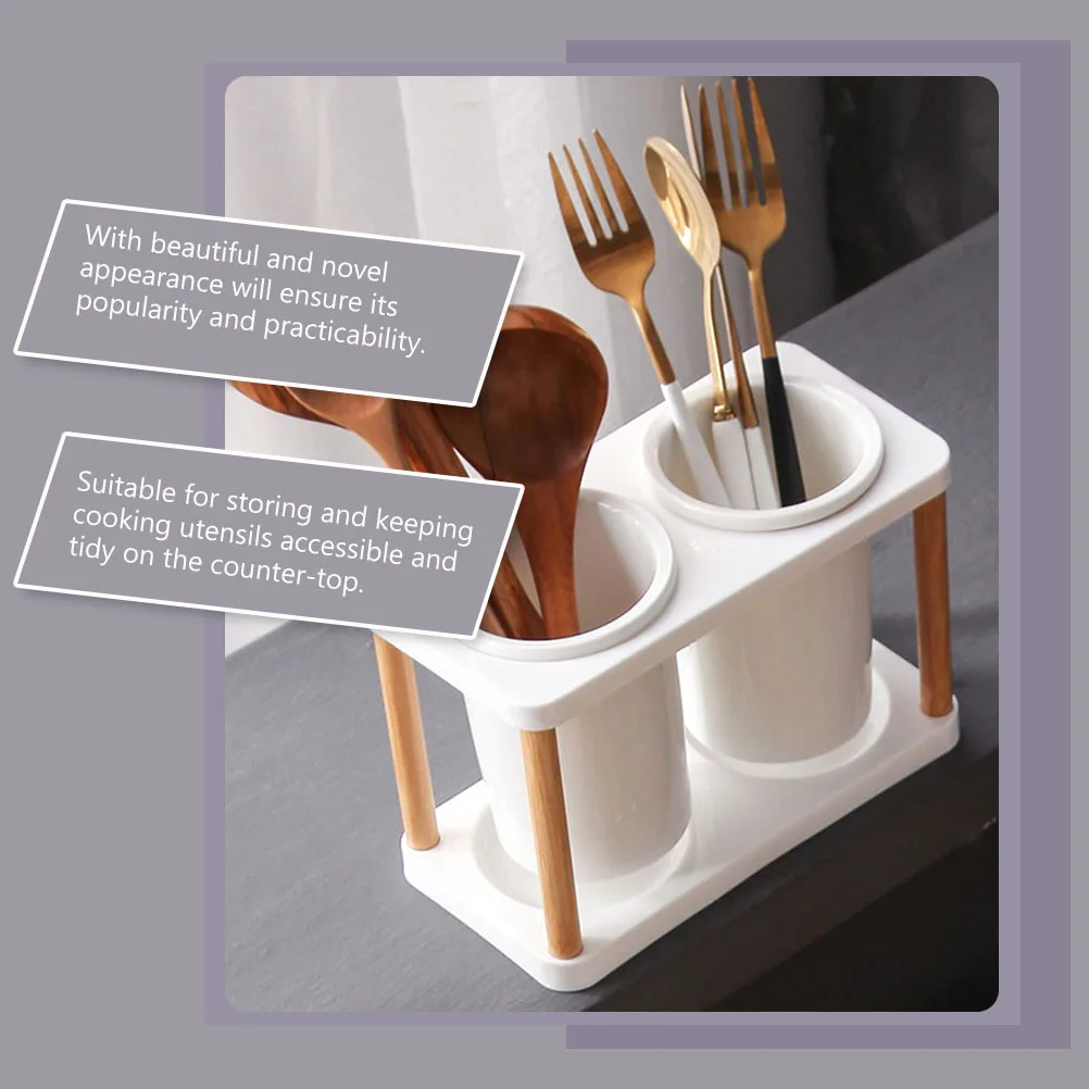 

1Pcs Ceramic Utensil Holder Kitchen Chopsticks Drain Rack Flatware Storage Organizer Spoon Organizer Countertop Decor
