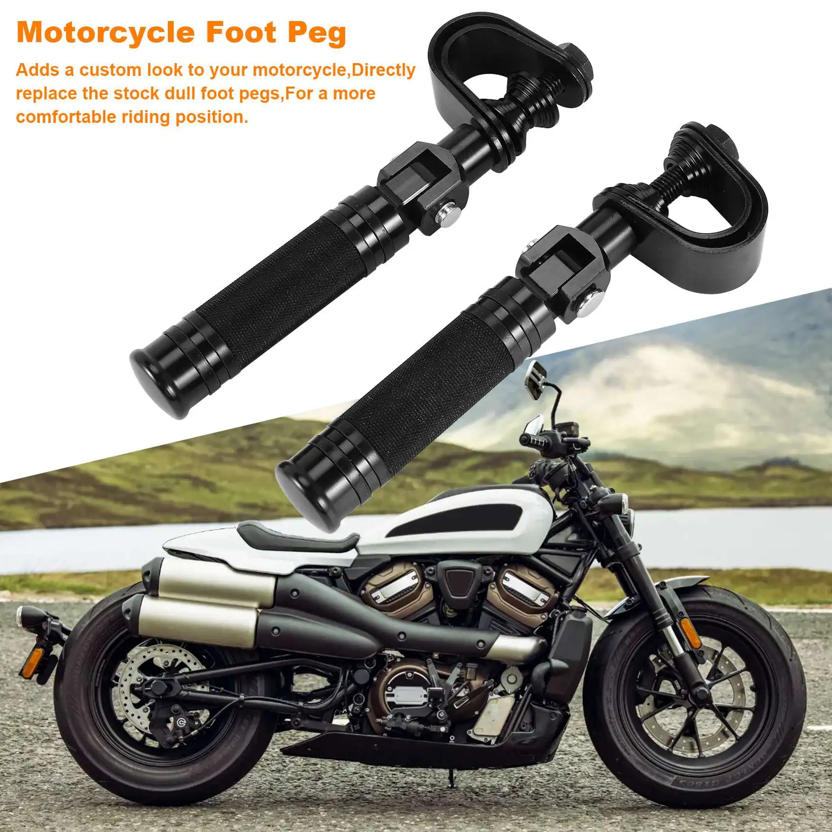 Compatible 1Pair Motorcycle Highway Engine Guard Crash Bar Foot Pegs for Motorcycle Accessories Foot Rest Black