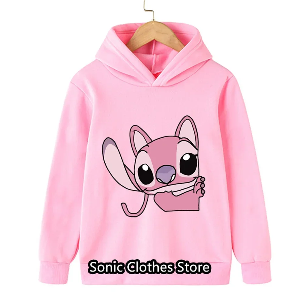 90s Y2k Anime Disney Stitch Hoodie Girls Children Cartoon Clothes Kid Boys Lilo Stitch Sweatshirt Manga Hoody Baby Casual Top