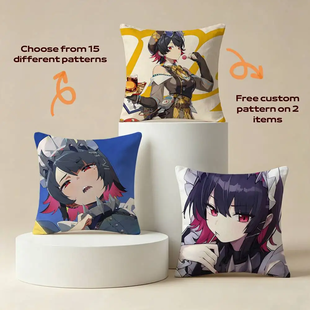 Shark Girl Ellen Joe Game-ZZZ Square Sofa Pillow Cover Solid Color Living Room Home Decor Cushion Case