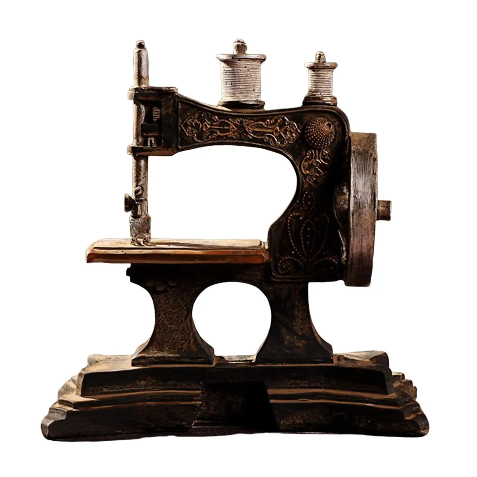 Rustic Sewing Machine Resin Statue Table Centerpiece Decoration Desktop Figurine