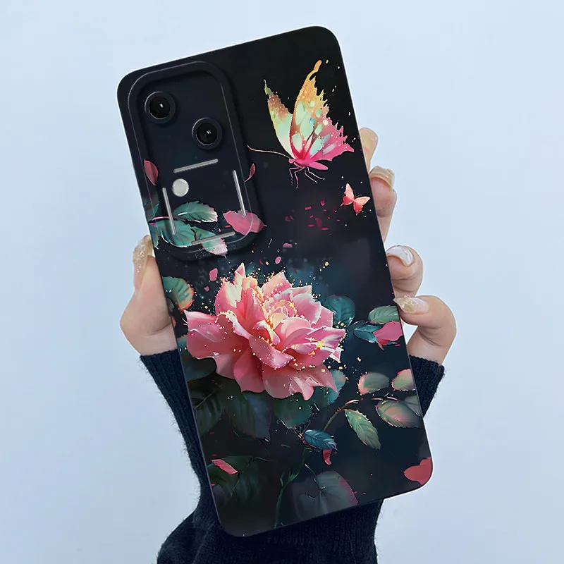 เคสสำหรับ vivo V30 เคสโทรศัพท์ vivo V30 Pro รุ่น Vivo V2318 V2319 เคสกันกระแทก ดีไซน์เรียบง่าย ลายดอกไม้ ป้องกันเลนส์กล้อง ฝาหลัง