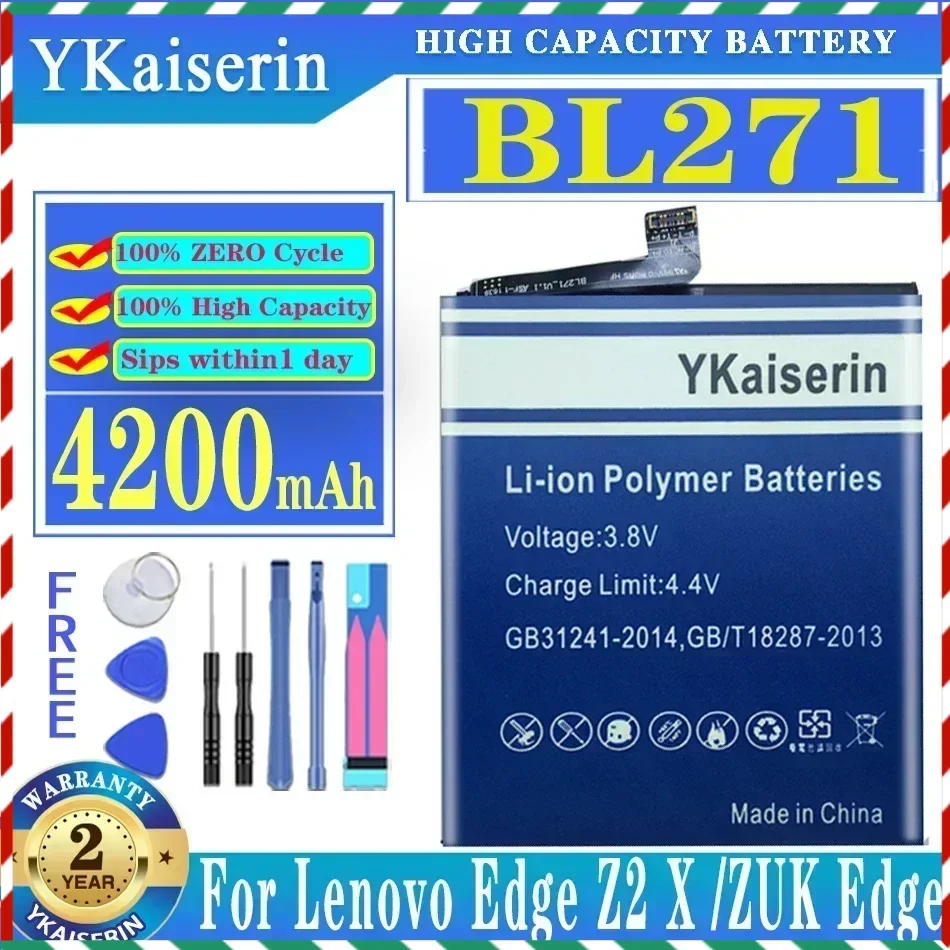 YKaiserin BL271 BL 271 4200mAh Phone Battery For Lenovo Edge Z2 X/ZUK Edge High Capacity Batteria + Track Code