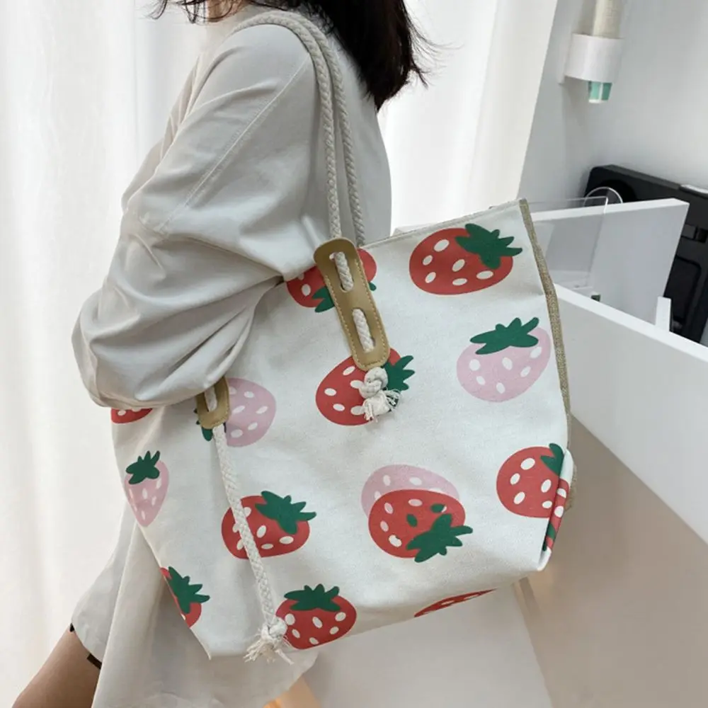 JxCartoon Design Sac en lin de style coréen pour femme, sac fourre-tout pour ordinateur, sac de grande capacité, fermeture à glissière en métal tout match