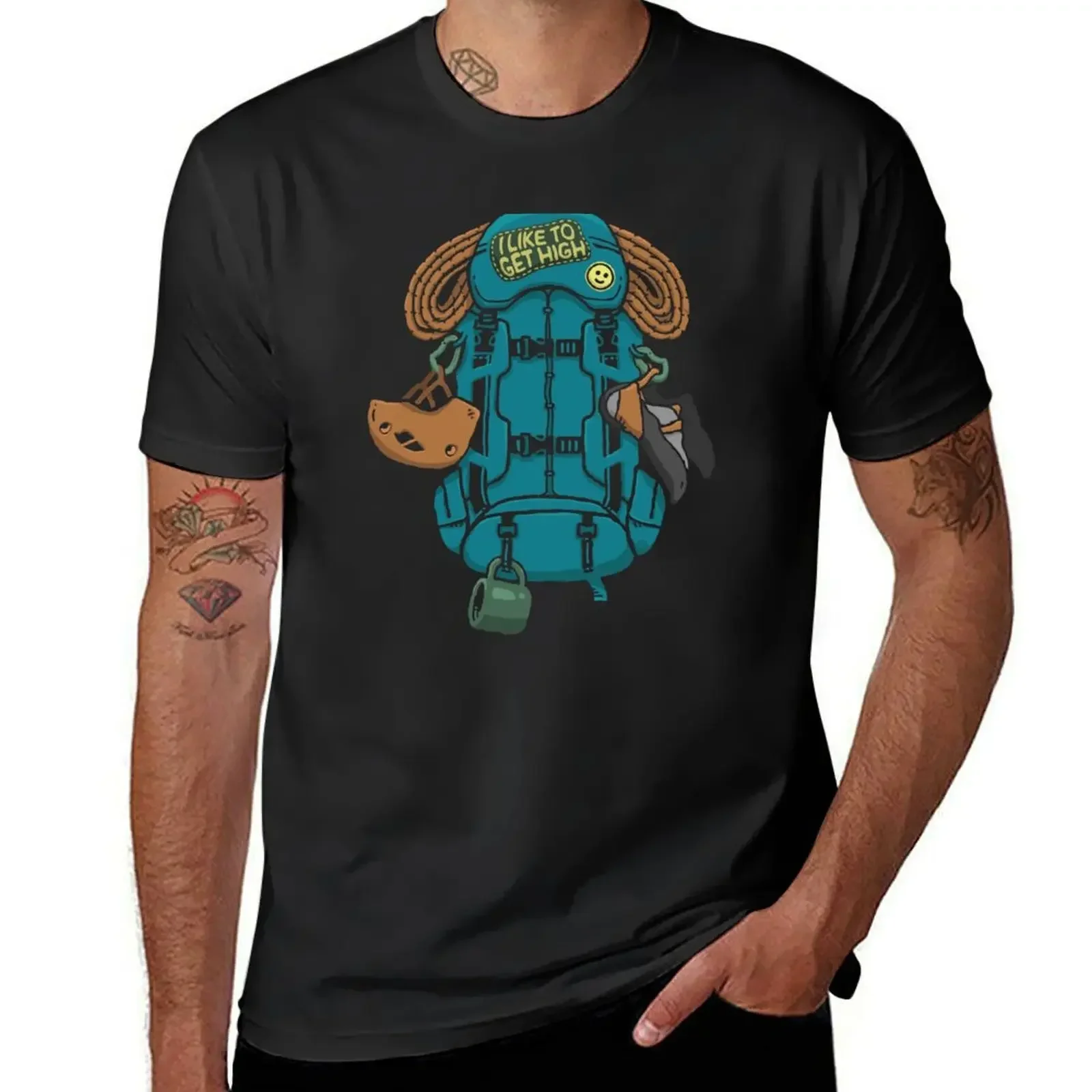 Climbing Backpack and Gears I Like to Get High T-Shirt shirts graphic tees oversized t shirts for men