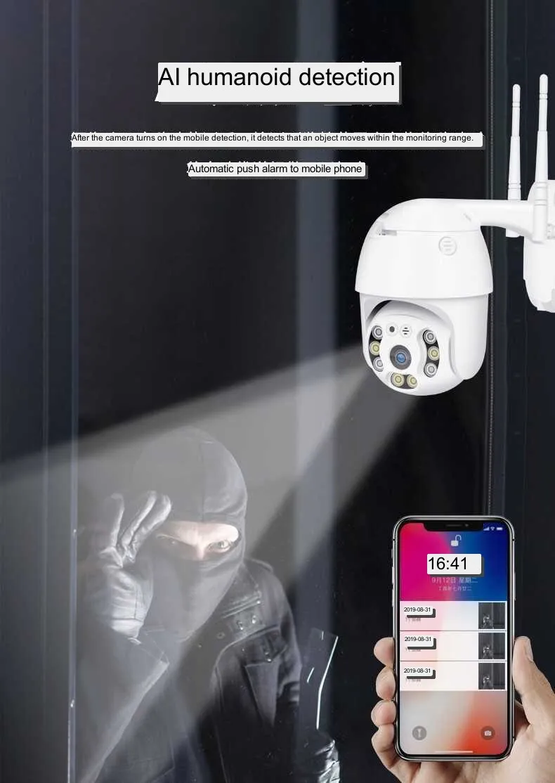 도매 Woosee APP HD WIFI IP 카메라 야외 보안 컬러 나이트 비전 휴대 전화 원격 홈 야외 모니터링