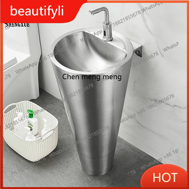 A139 Stainless steel column basin integrated floor-to-ceiling washbasin outdoor outdoor washbasin bar washbasin