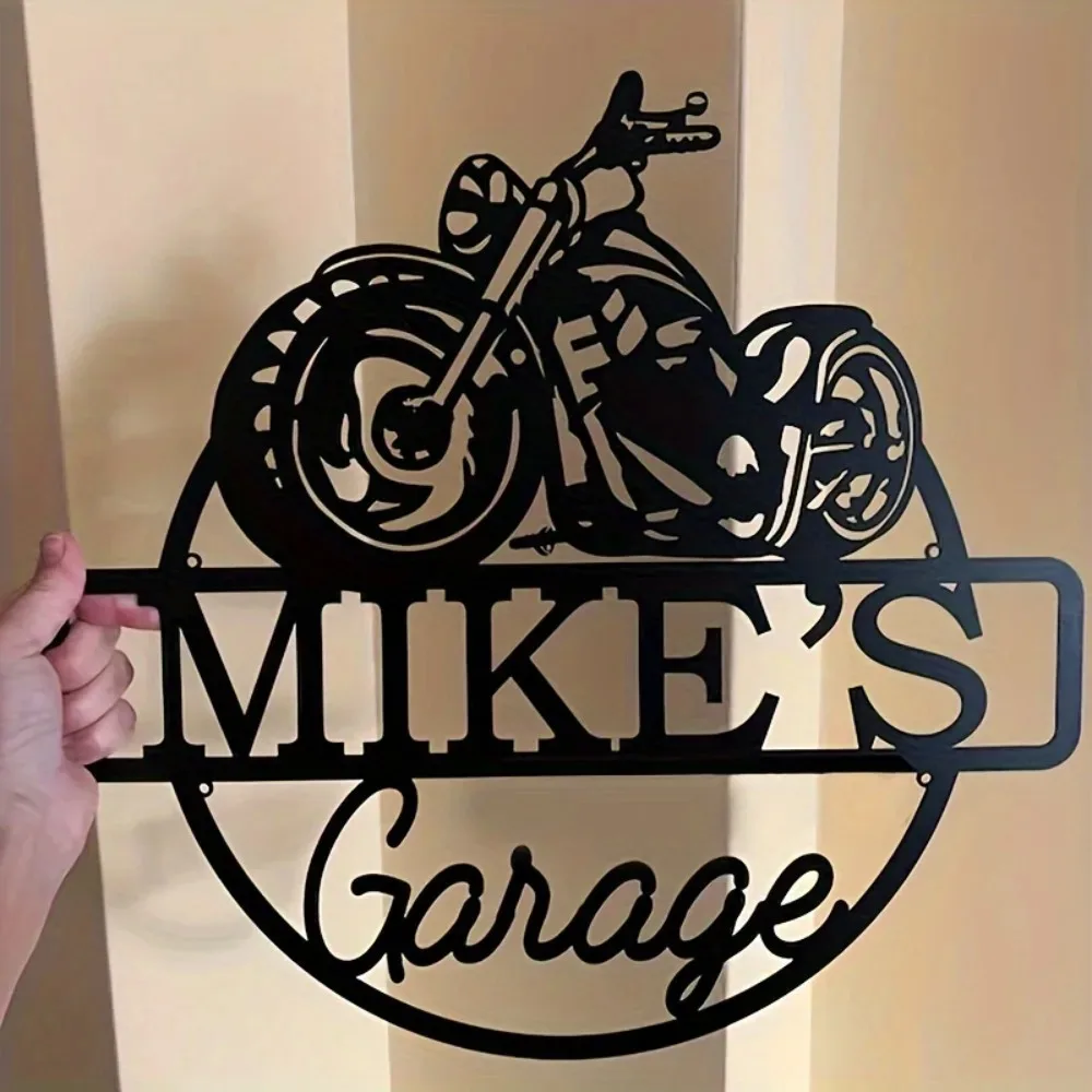 1pc 2D Flat Custom Name Motorcycle Retro Tin Sign Personalized Wall Ornament Man Cave Workshop Basement Indoor Outdoor Home Deco