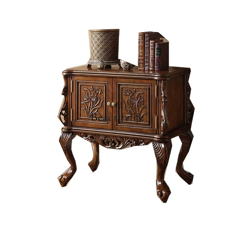 

European-style solid wood entrance cabinet, simple retro partition wall decorative locker