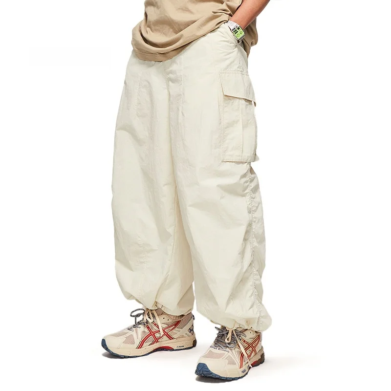 

Faion Urban Men's Loose Workwear Wide Leg Pants Fine Tartan Pattern 3D ket Sle Spring Summer New Arrival Casual Trousers